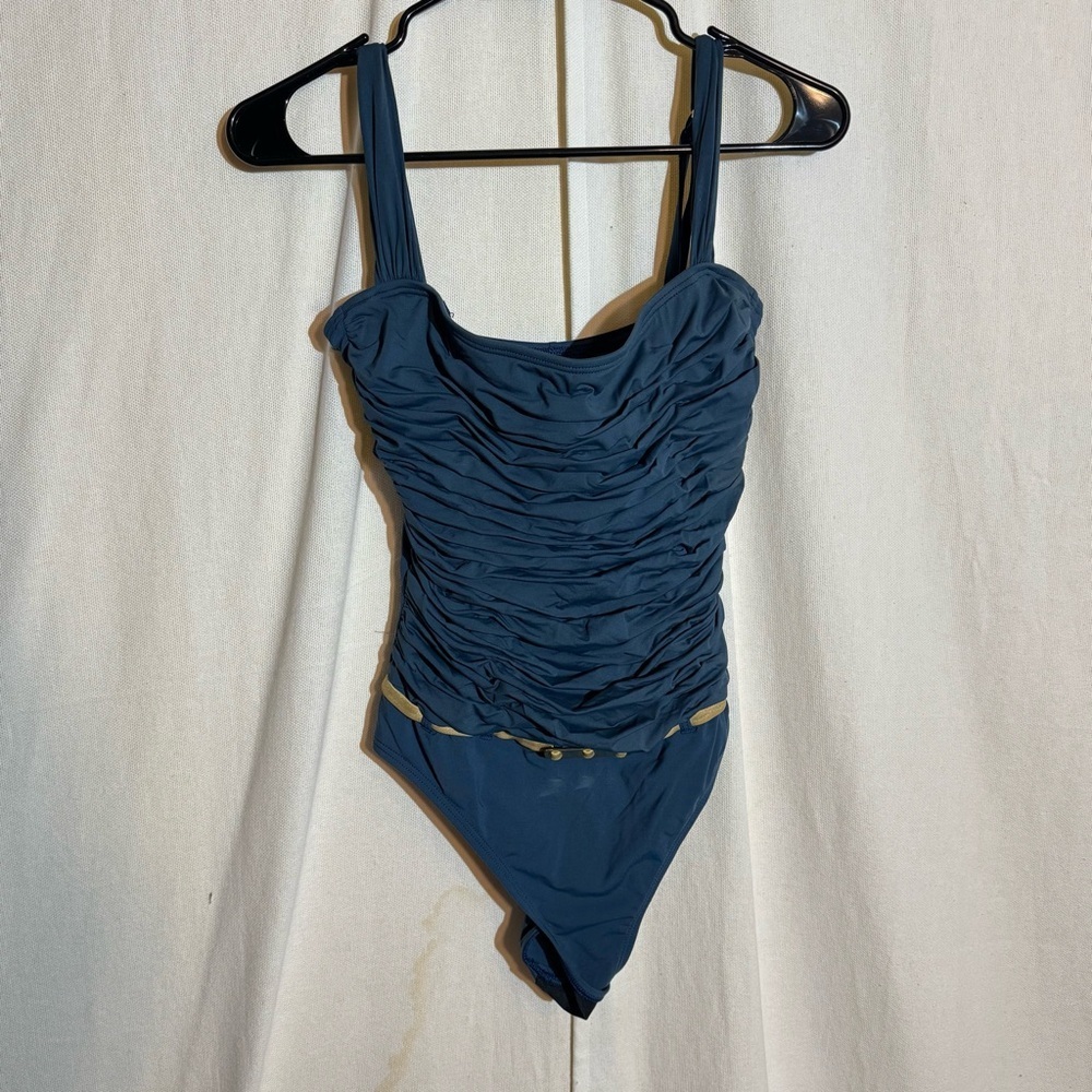 Bleu rod Beattie // dark blue one piece swimsuit underwrite size 10 asc1